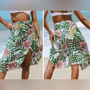 Cupshe Aliza Floral Tie Front Beach Skirt Sz S